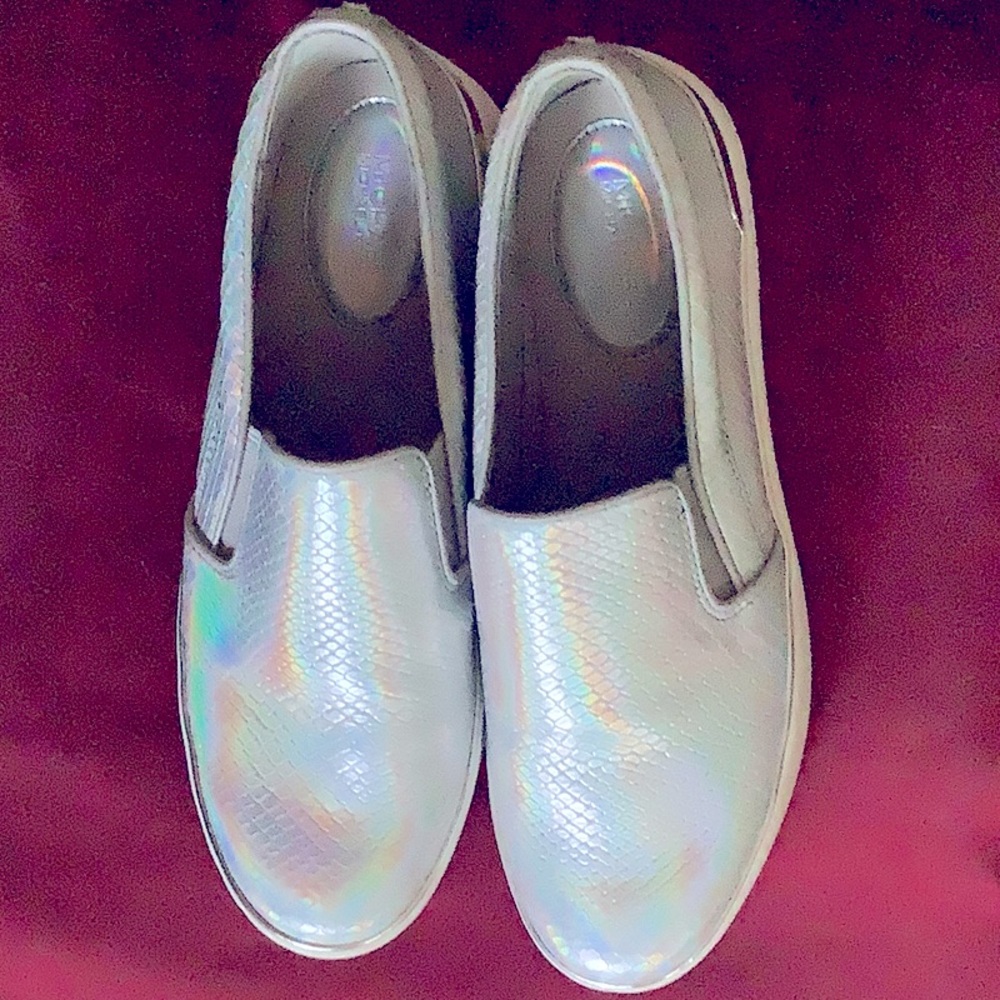 Michael Kors Shoes Womens 7.5 Sneakers Slip On Platform Leather Metallic Fashion